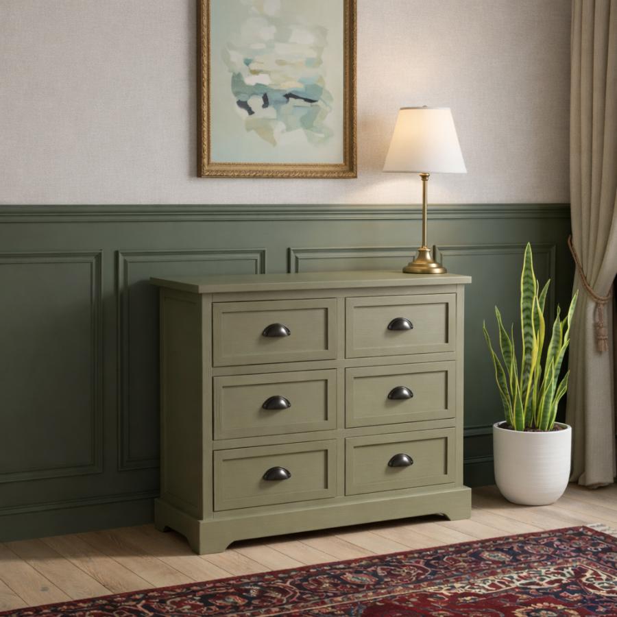 Hawthorne Olive Green 6 Drawer Wide Chest